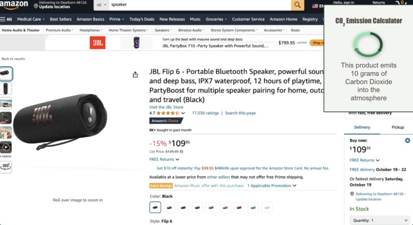 Amazon Co2 Product Calculator Extension – screenshot 2