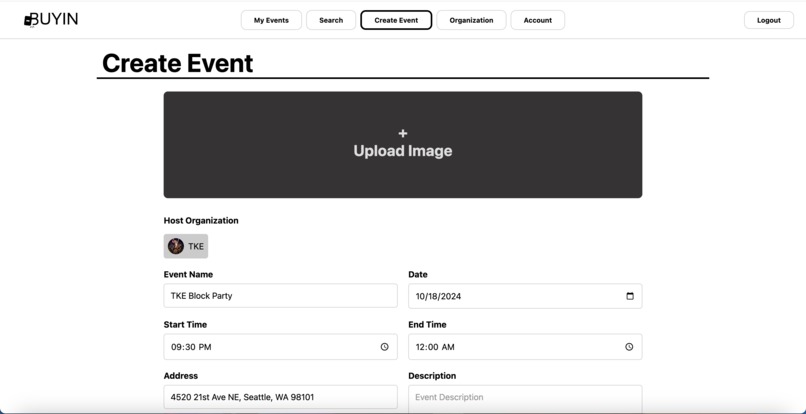 BuyIn: Greek Organization Social Event Platform – screenshot 6