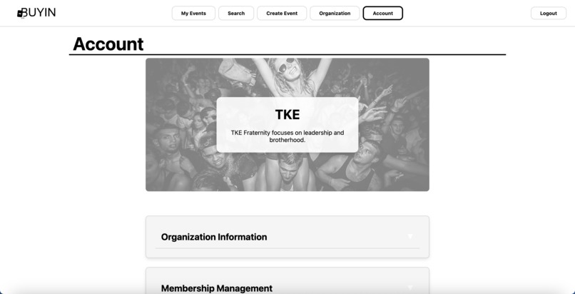 BuyIn: Greek Organization Social Event Platform – screenshot 12