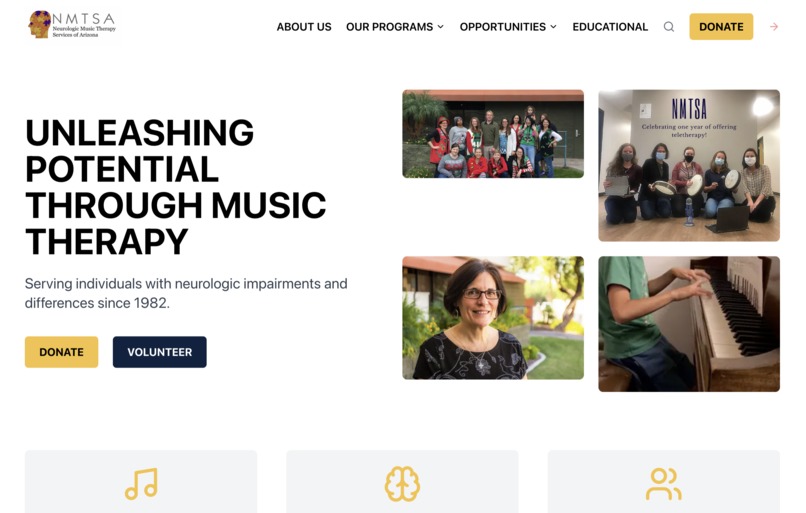 Neurologic Music Therapy Services of Arizona's website – screenshot 1