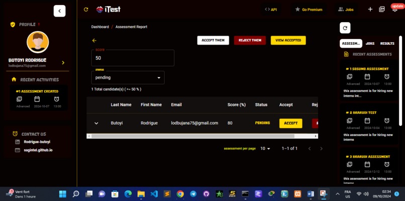 iTest.ai platform – screenshot 4
