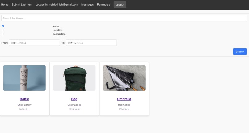 UNSW Lost and found – screenshot 2