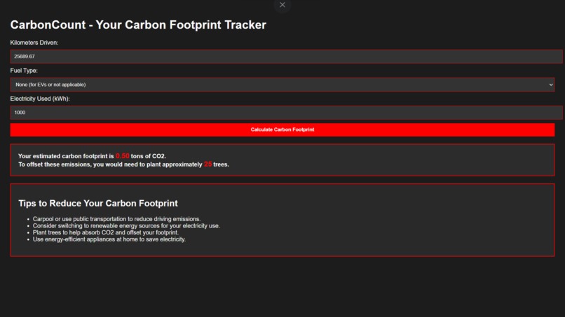 CarbonCount – screenshot 1