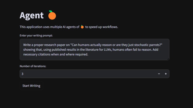 Agent Orange: AI Team at your Fingertips – screenshot 1