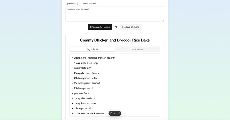 Meal generator – screenshot 2