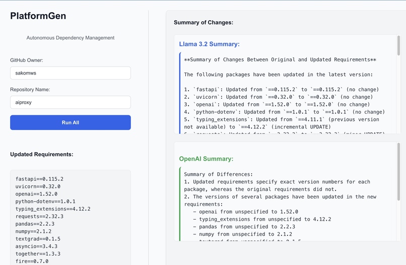 Platformgen -  Autonomous Dependency Manager – screenshot 1