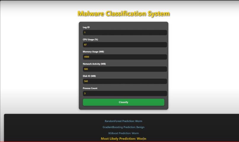 Classification of Malware using AI – screenshot 1