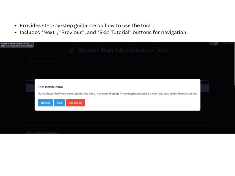 Gender Bias Identification Tool – screenshot 1
