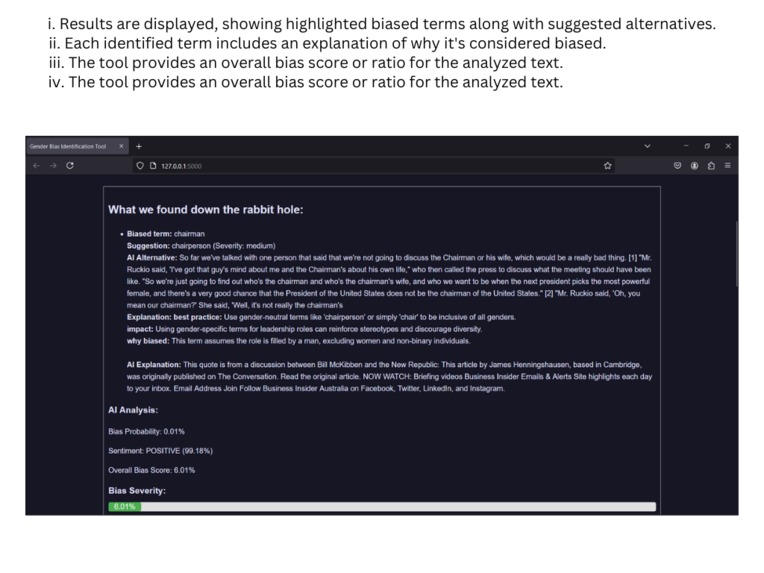 Gender Bias Identification Tool – screenshot 4