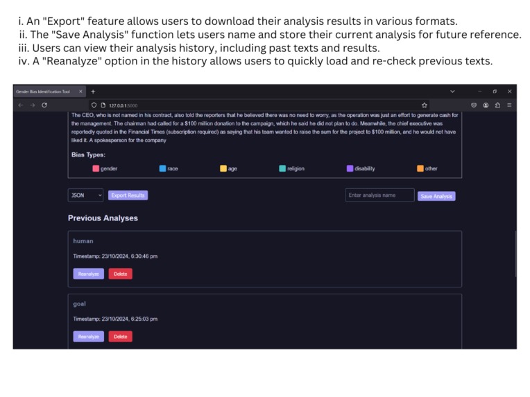 Gender Bias Identification Tool – screenshot 6