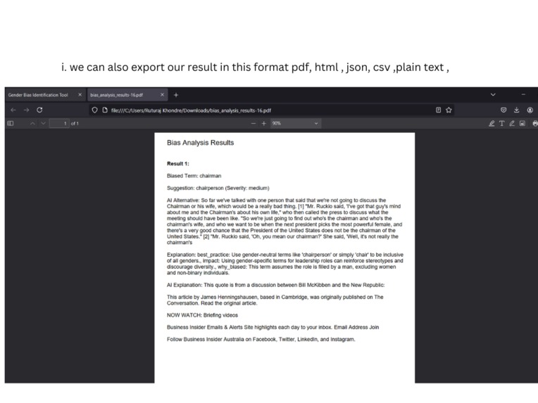 Gender Bias Identification Tool – screenshot 8