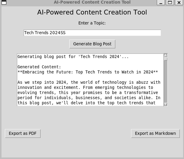 Lightning Fast AI Hackathon AI-Powered Content Creation Tool – screenshot 1