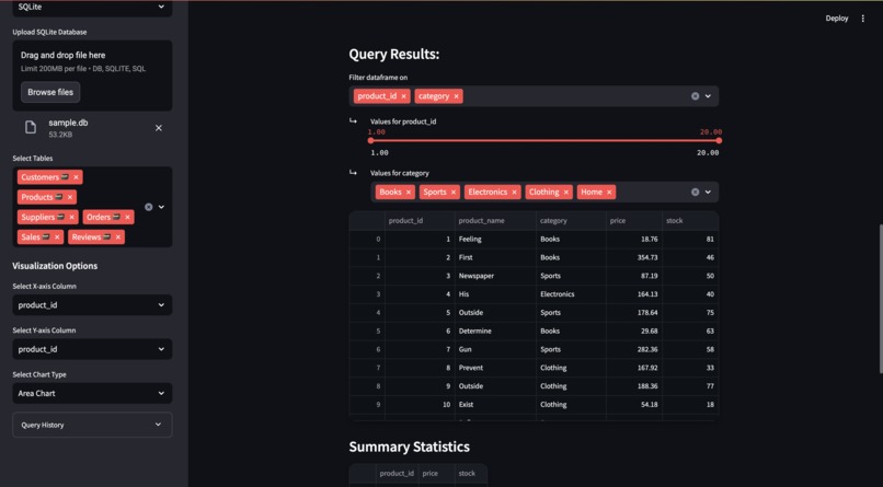 NLP2SQL – screenshot 4