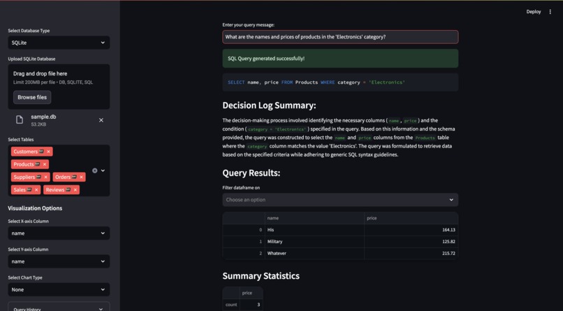 NLP2SQL – screenshot 2