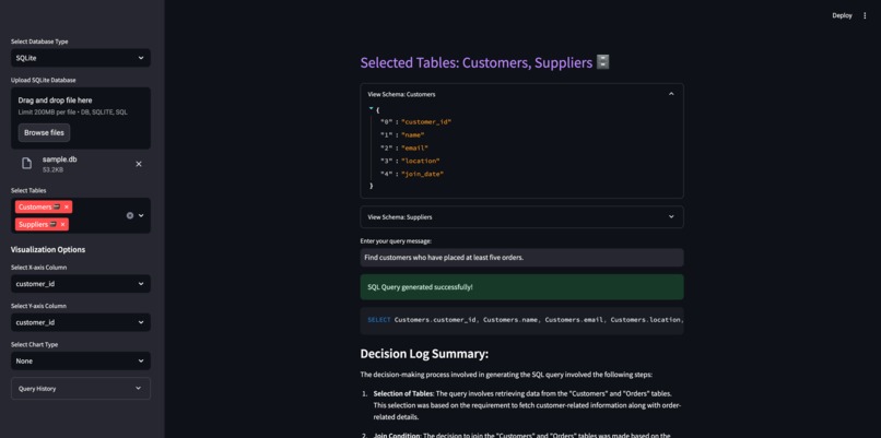 NLP2SQL – screenshot 3