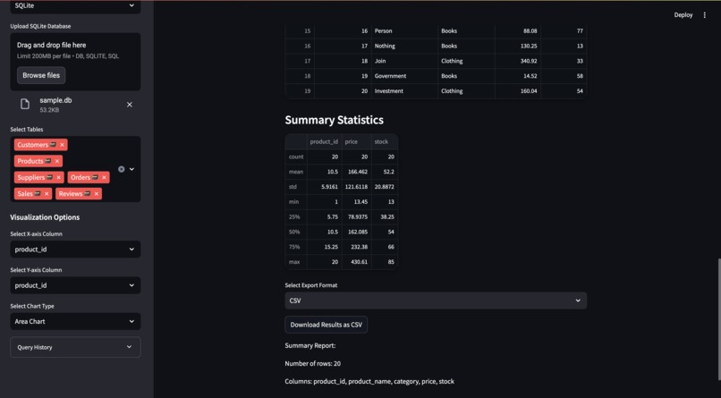 NLP2SQL – screenshot 1