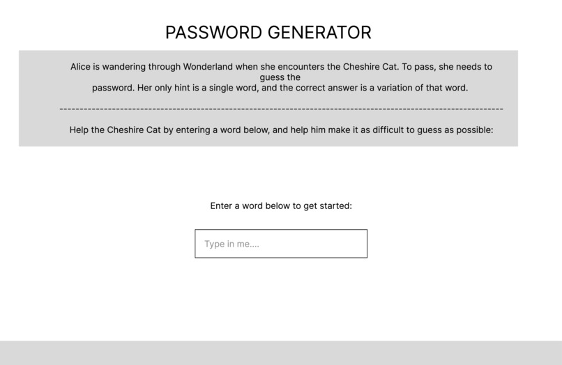 Password Project – screenshot 1