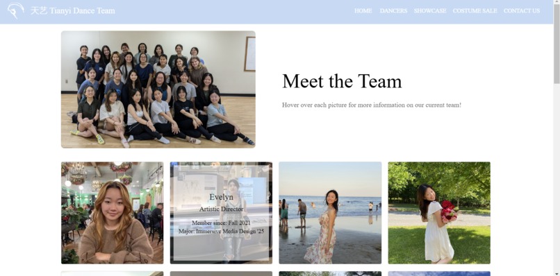 Tianyi Dance Team Website – screenshot 2