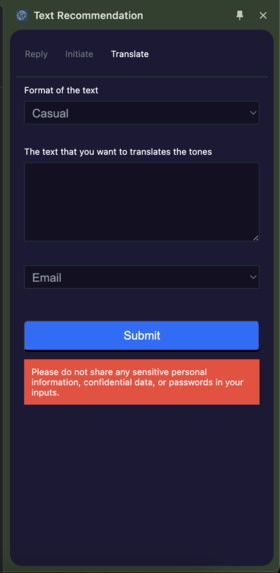 Text Recommendation Extension – screenshot 4