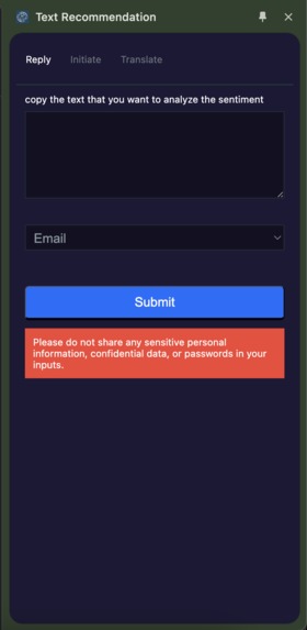 Text Recommendation Extension – screenshot 5