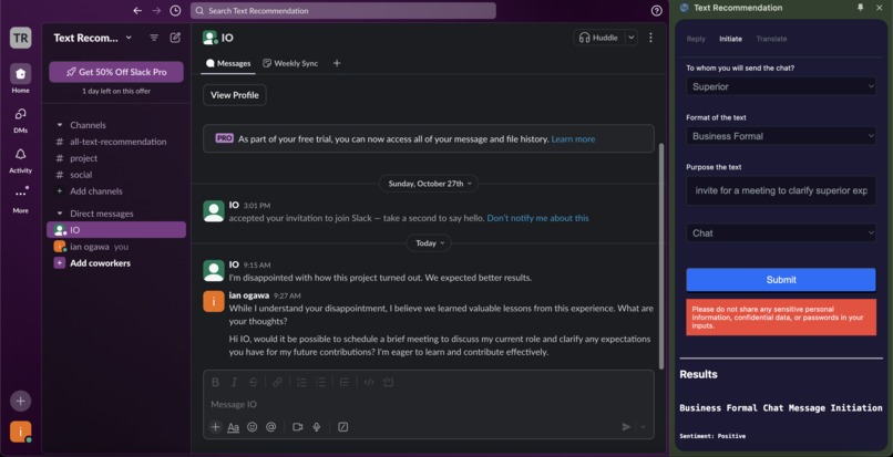Text Recommendation Extension – screenshot 6