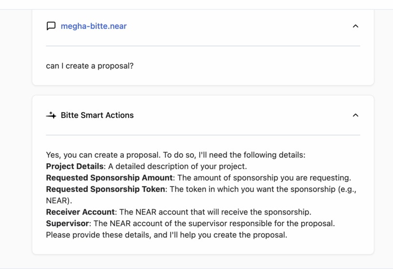 Project and Proposal Gateway Agent – screenshot 2
