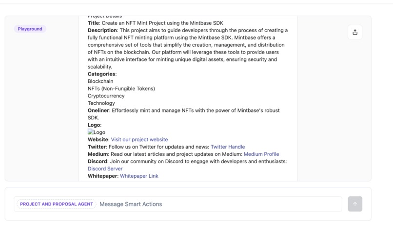 Project and Proposal Gateway Agent – screenshot 8