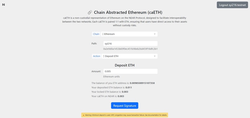 Chain Abstracted Ethereum (caETH) – screenshot 1