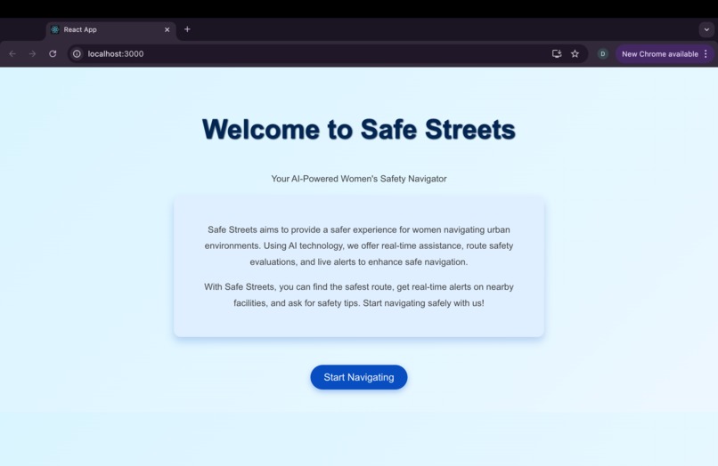 Safe Streets: AI-Powered Women’s Safety Navigator – screenshot 1