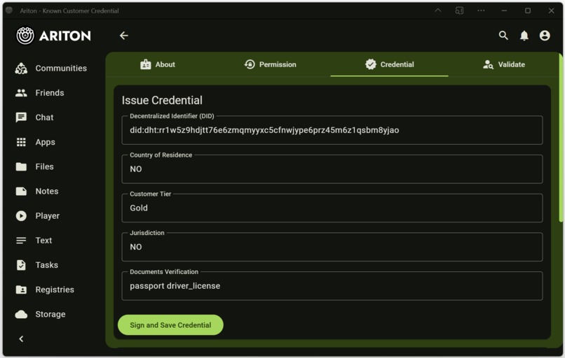 Ariton: Known Customer Credential Mini App – screenshot 3