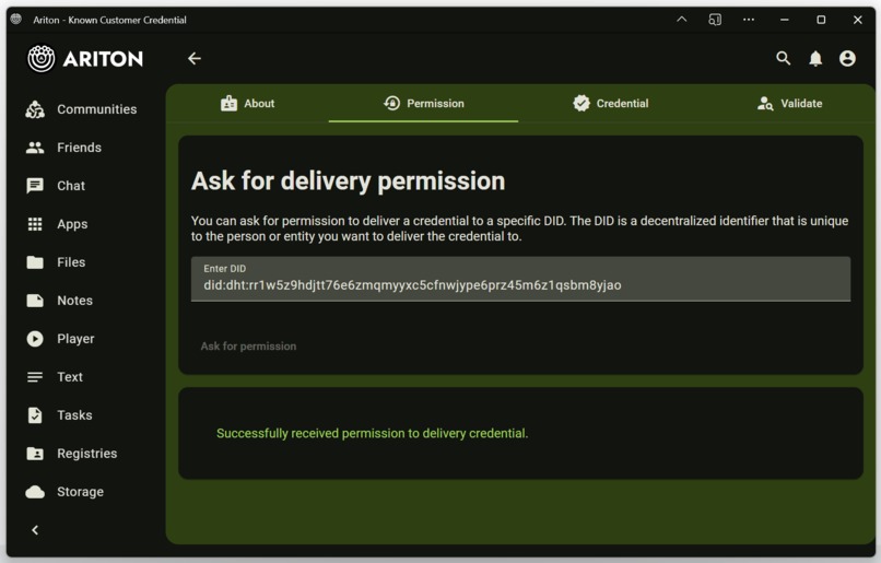 Ariton: Known Customer Credential Mini App – screenshot 2