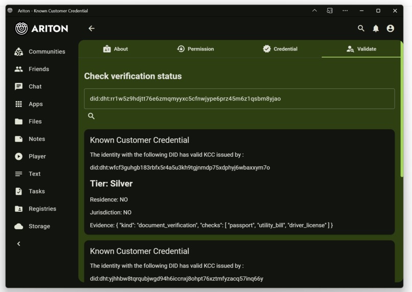 Ariton: Known Customer Credential Mini App – screenshot 4