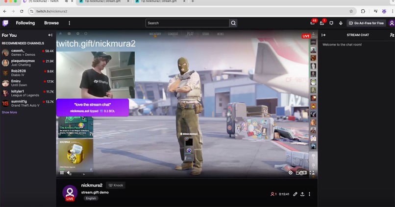 stream.gift - crypto donations on Twitch – screenshot 1