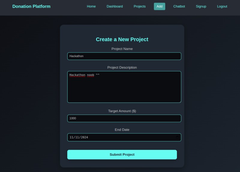 Project Donation App – screenshot 3