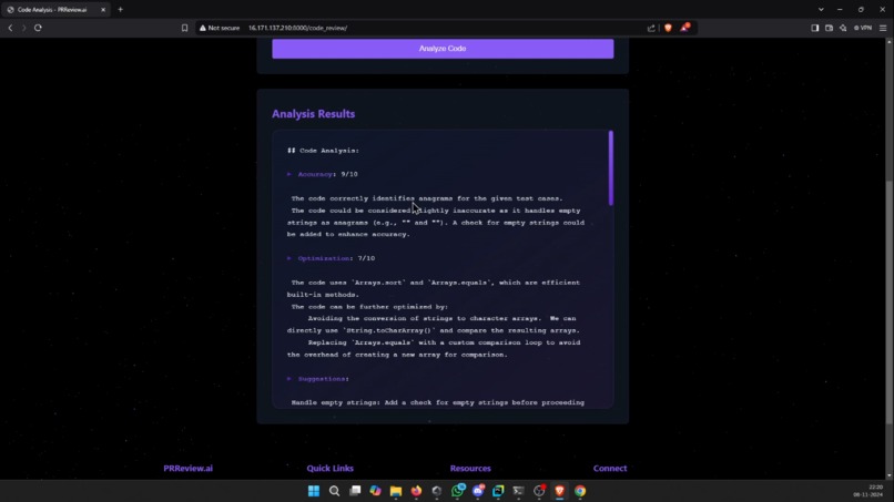 Code Critique – screenshot 1