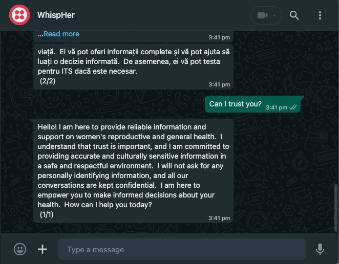 WhispHER: A Confidential Digital Space for Women's Health – screenshot 5