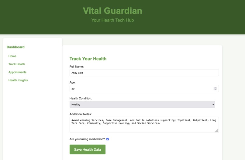 Vital Guardian: AI-Powered Predictive Healthcare  – screenshot 1