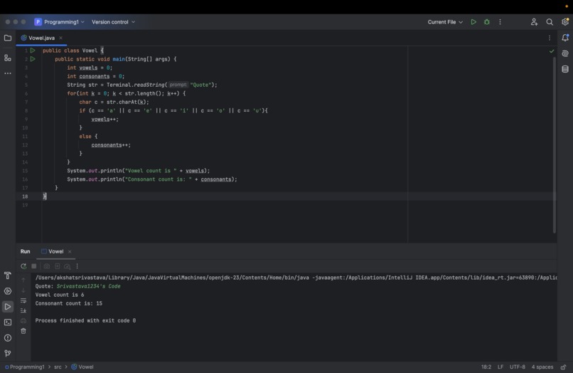 Counting the Vowels in a string  – screenshot 1