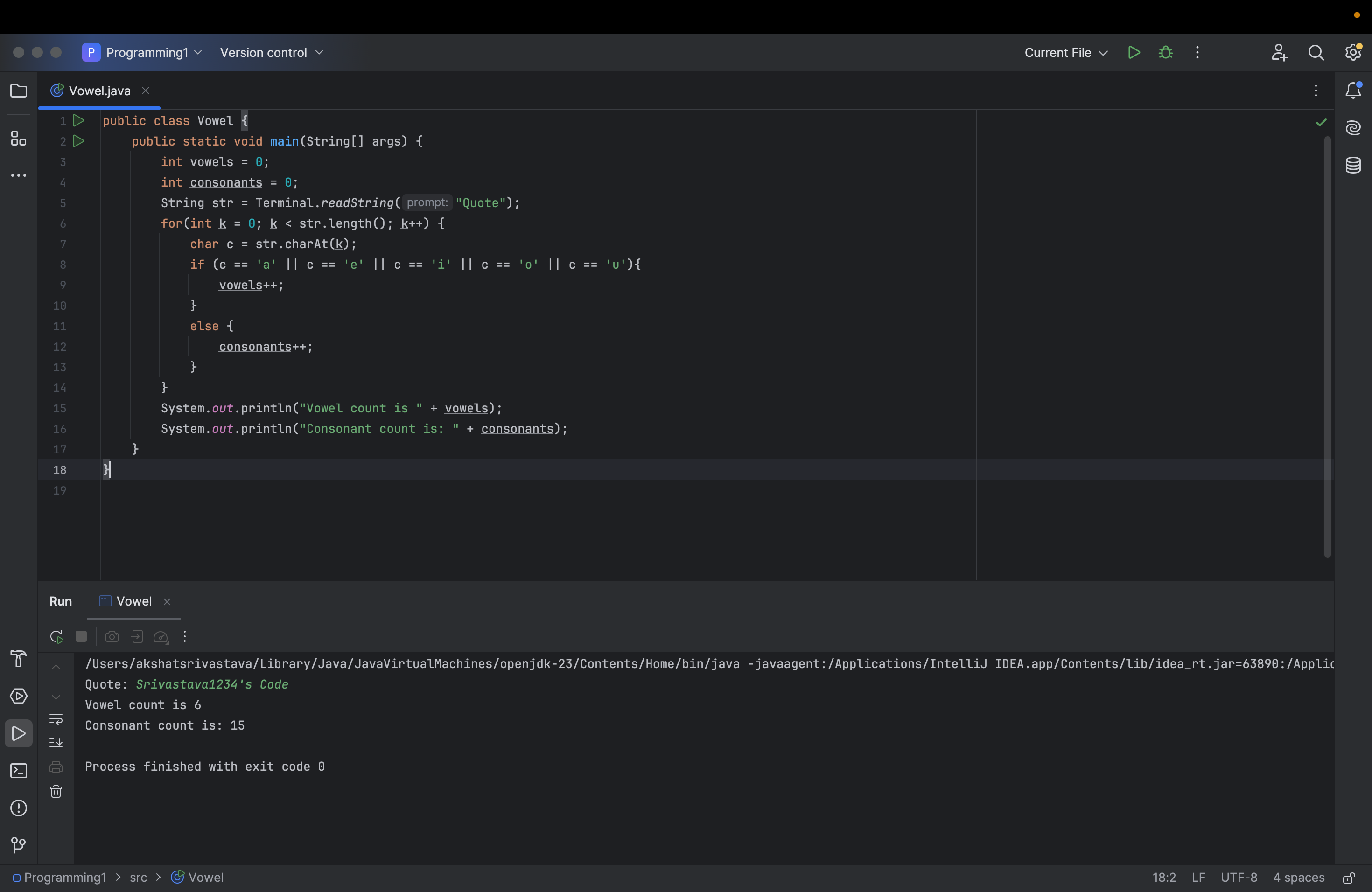 Counting the Vowels in a string | Devpost
