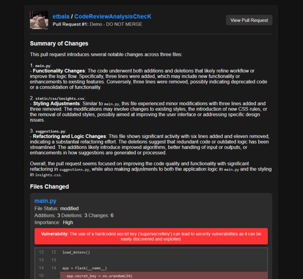 Code Review Analysis ChecK – screenshot 2