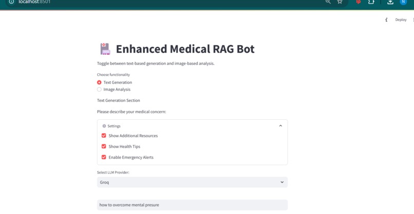 Enhanced Medical RAG Bot – screenshot 1