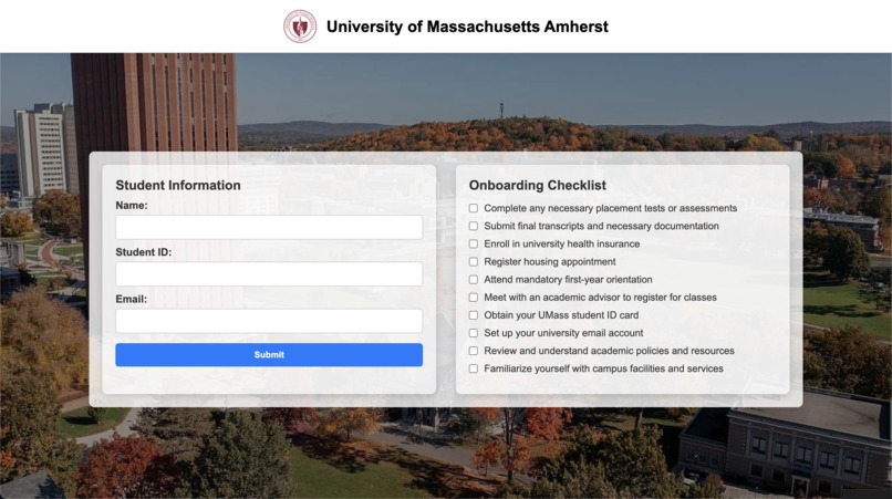 UMass - Live Onboarding Tracker – screenshot 1