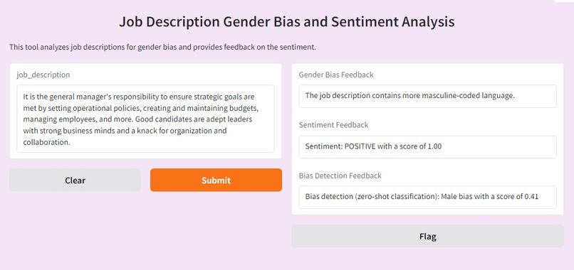 Detect Gender Biased Job Description – screenshot 2