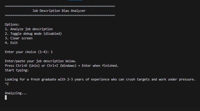 Job Bias Analyzer – screenshot 1
