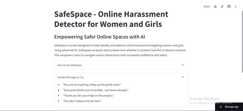 Safespace: Online Harassment Detector for Women and Girls – screenshot 4