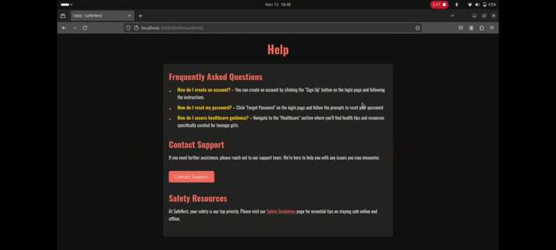 SafeNest: Empowering Teenage Girls in Healthcare and Safety. – screenshot 2