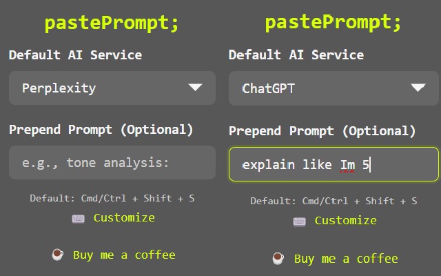 pastePrompt; – screenshot 1