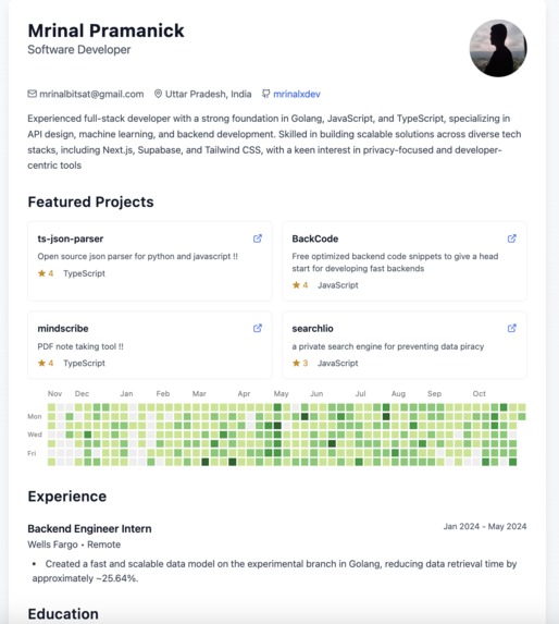 Github Resume – screenshot 1