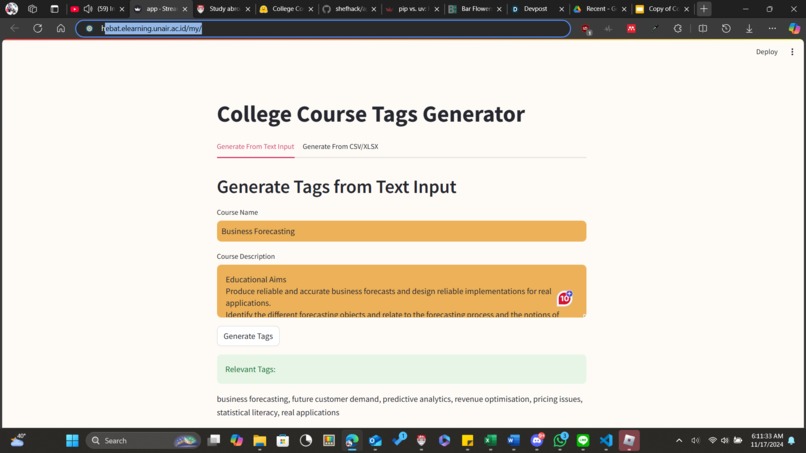 College Module Tag Generator – screenshot 1