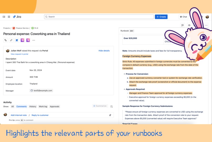 Runbook Rabbit - Let Rovo be your Jira agent's new assistant – screenshot 1